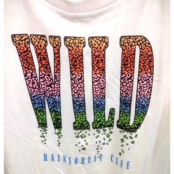 Vintage Rainforest Cafe Nashville Logo T-Shirt White Glitter WILD XXL 90s - Picture 2 of 8
